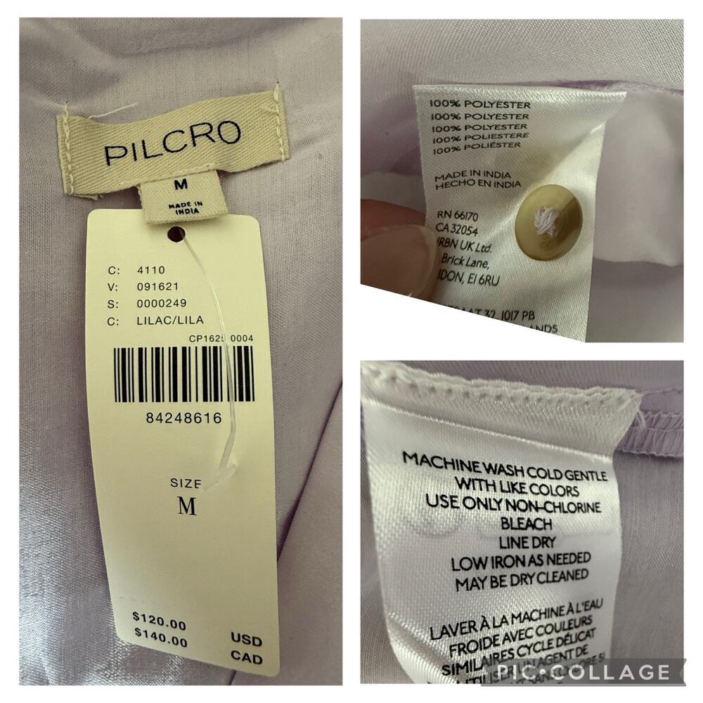 NEW Pilcro Anthropologie Dreamcore Shine Henley Long Sleeve Blouse Lilac Medium - Picture 11 of 11